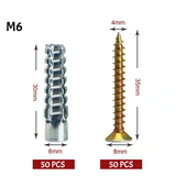 Ancore de Perete din Oțel în Formă de Arbore M6 cu Șuruburi (50 buc)