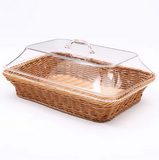Cos de Servire Impletit cu Capac Transparent din Acril