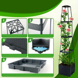 Jardinieră Înălțată cu Spalier pentru Plante Cățărătoare 140cm – Design Modern și Auto-Irigare